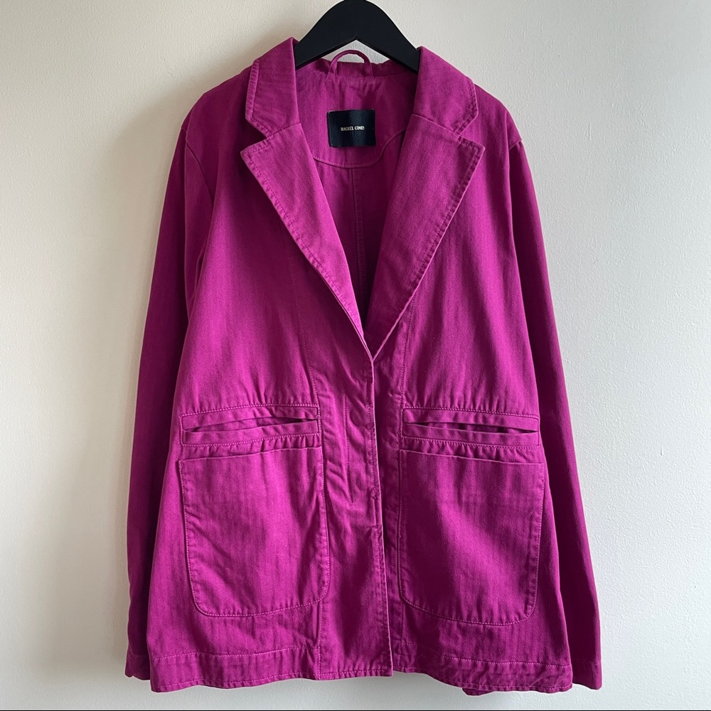 Rachel Comey cotton herringbone magenta pink chore coat jacket size S blazer
